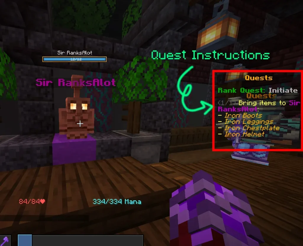 توضیحات ماموریت Rank Quest: Initiate روی صفحه کنار NPC