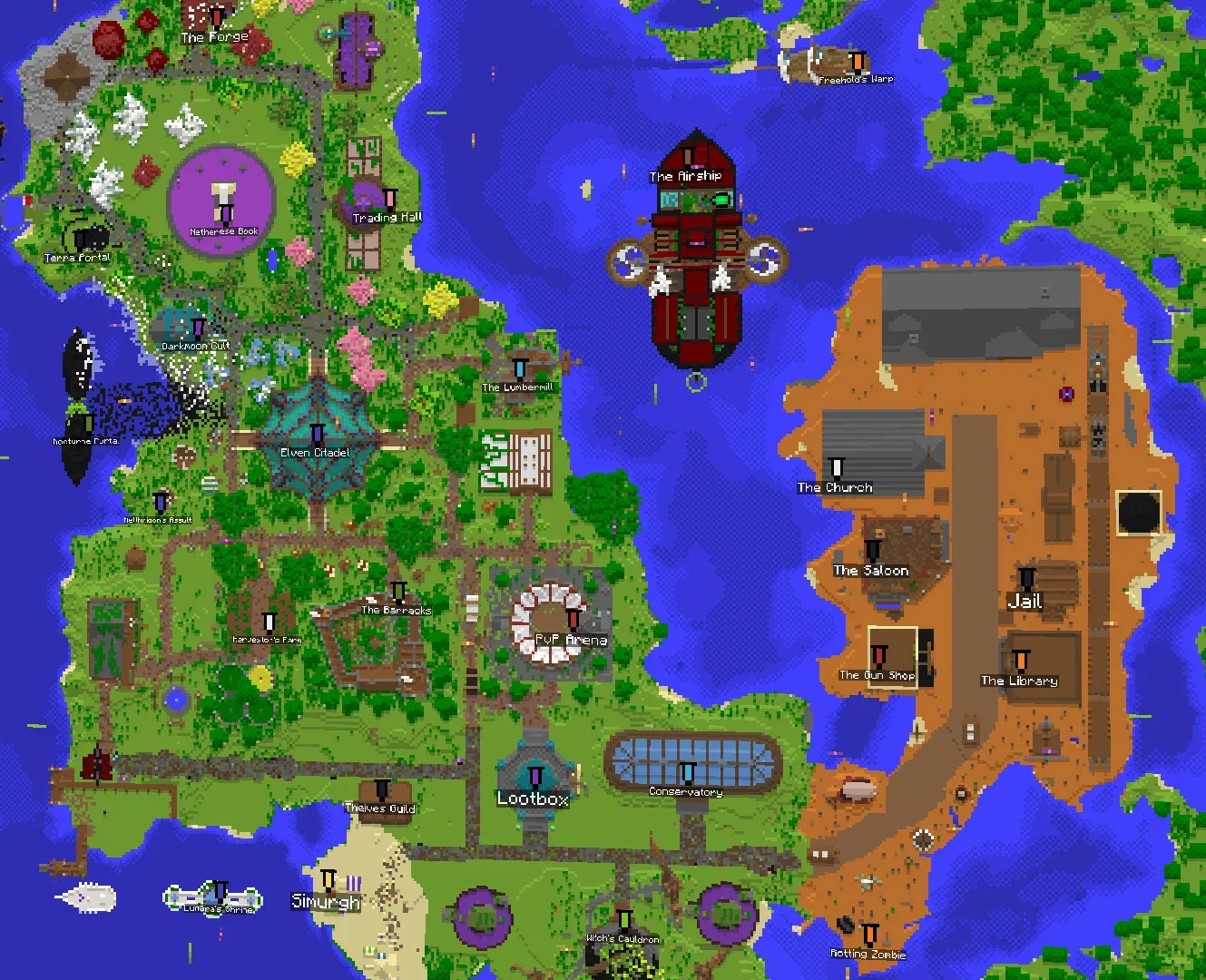نقشه Spawn با محل NPCهای ماموریت